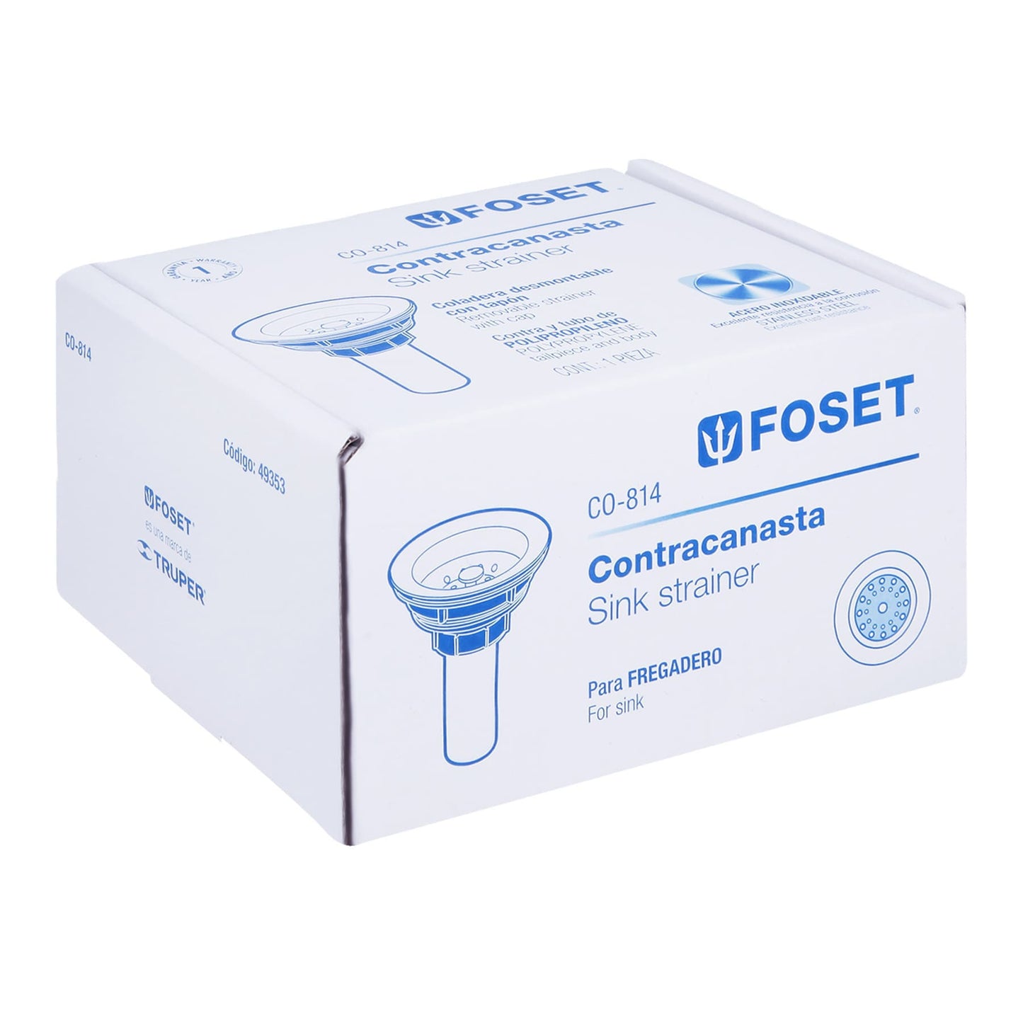 Contracanasta 3-1/2" inox, tubo plástico, Foset
