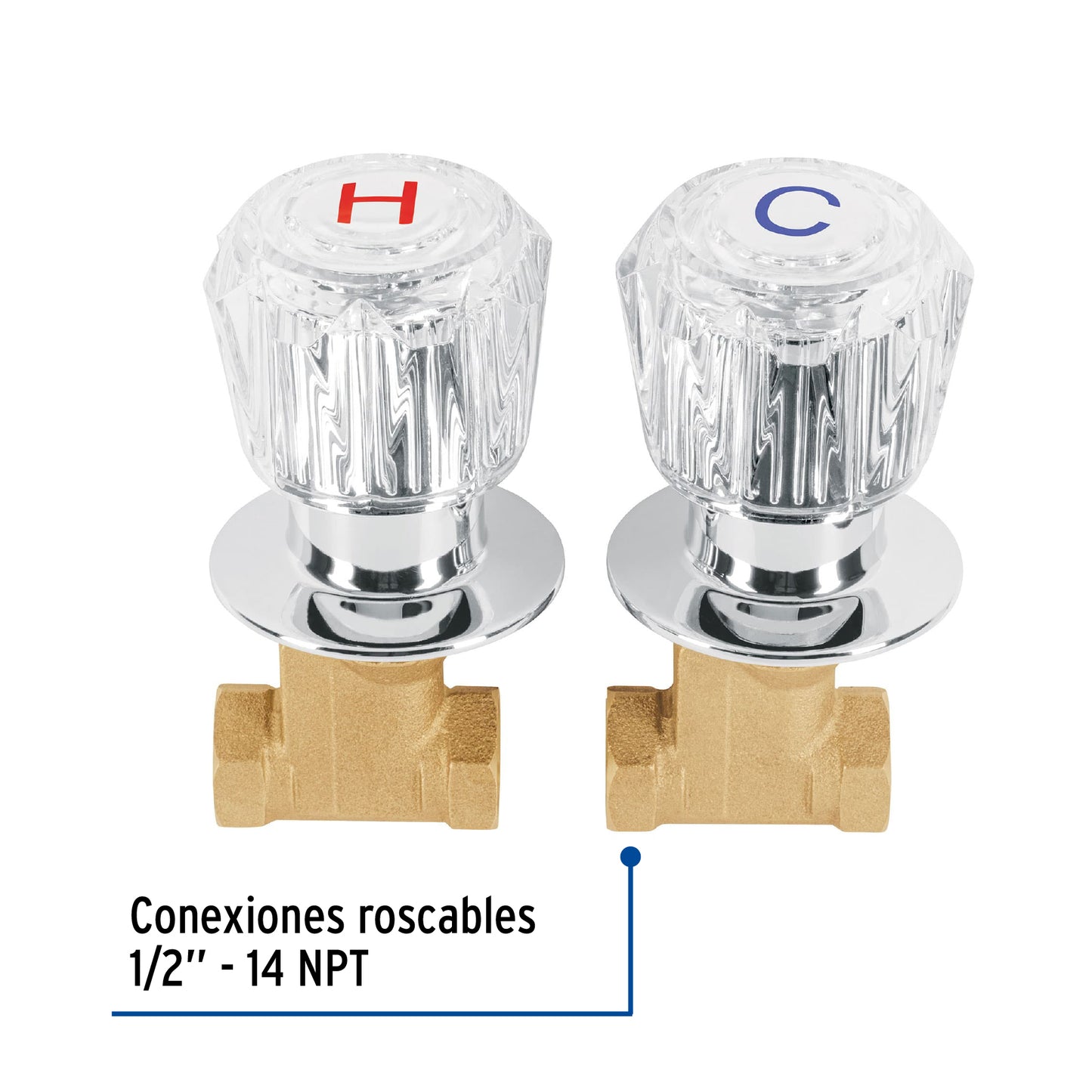 Juego llaves empotrar roscables, maneral acrílico, Foset 49252