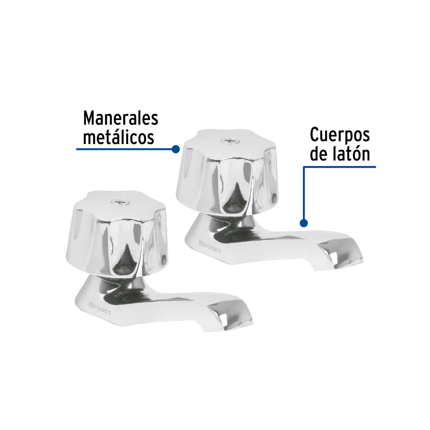 Juego 2 llaves individuales para lavabo, manerales metálicos 49234