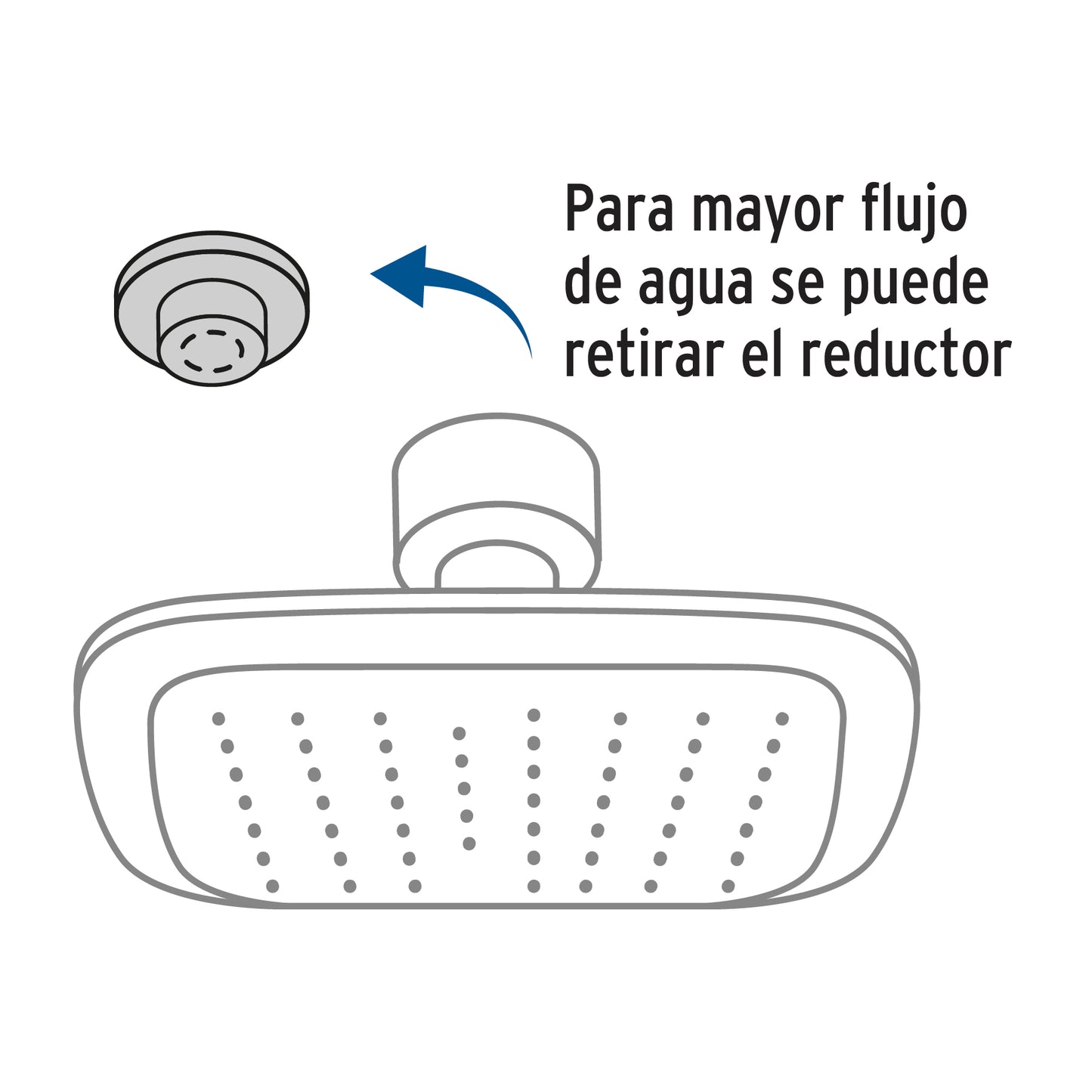 Regadera cuadrada 3-3/4" brazo y chapetón de acero, Foset 45065