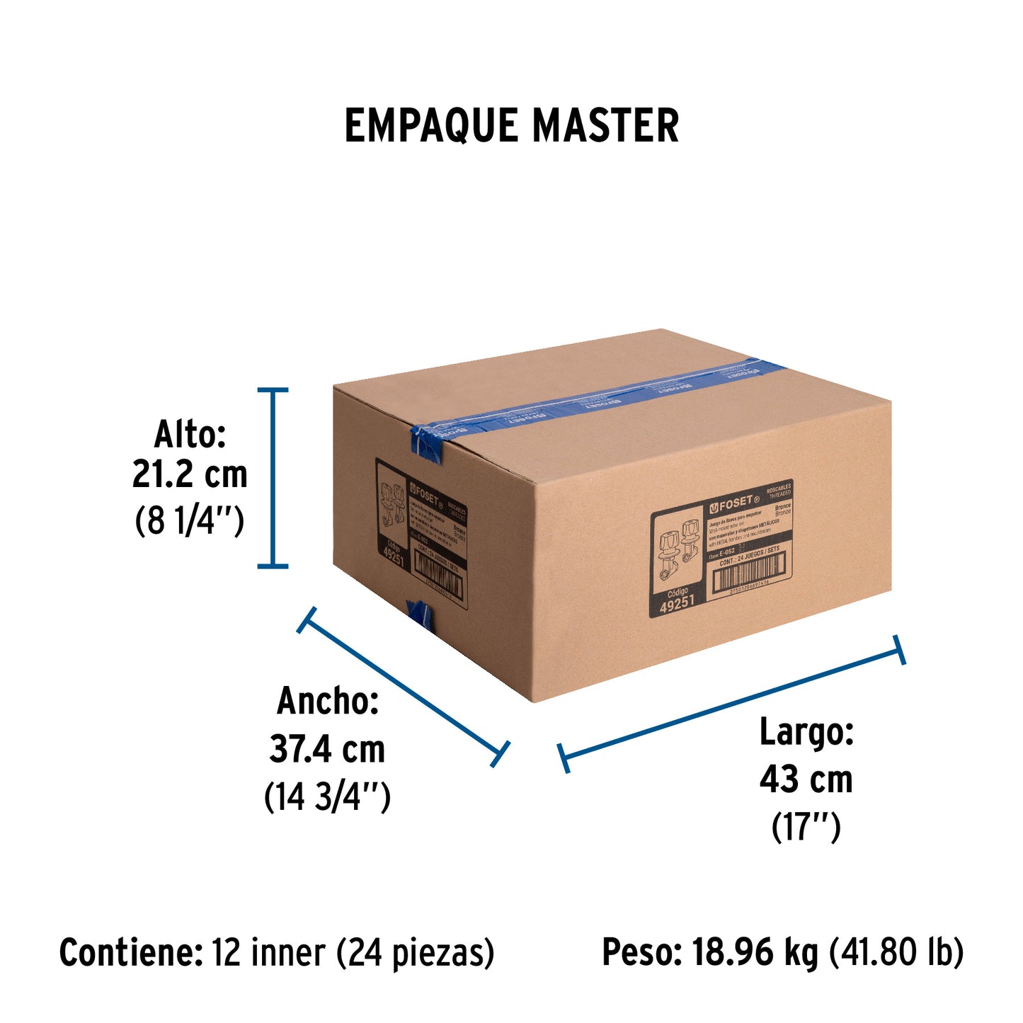 Juego llaves empotrar roscables, maneral metálico, Foset 49251