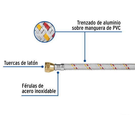 Manguera para gas, aluminio, 3/8", 500 cm, Foset Basic 24066