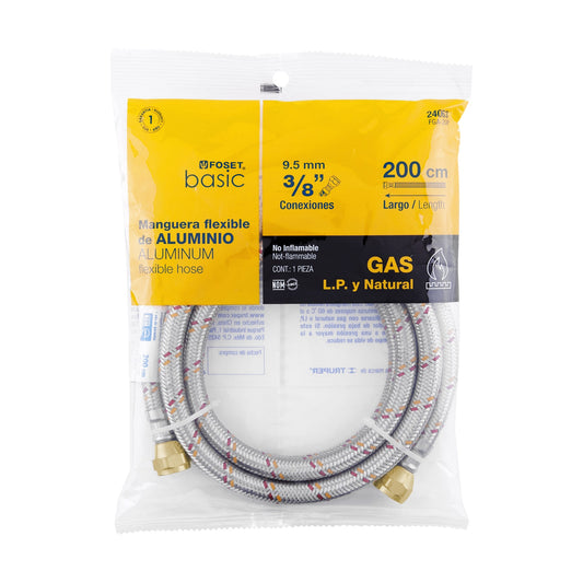 Manguera para gas, aluminio, 3/8", 300 cm, Foset Basic 24064