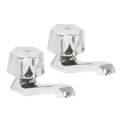 Juego 2 llaves individuales para lavabo, manerales metálicos 49234