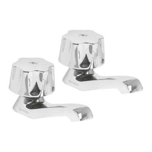 Juego 2 llaves individuales para lavabo, manerales metálicos 49234