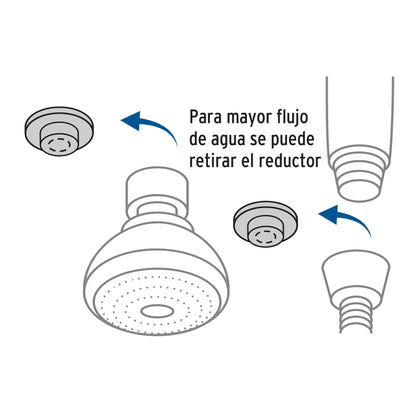 Regadera 3" con extensión tipo teléfono 5 funciones, Foset 49433