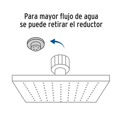 Regadera cuadrada ABS 4" acabado satín con brazo, Foset 46738