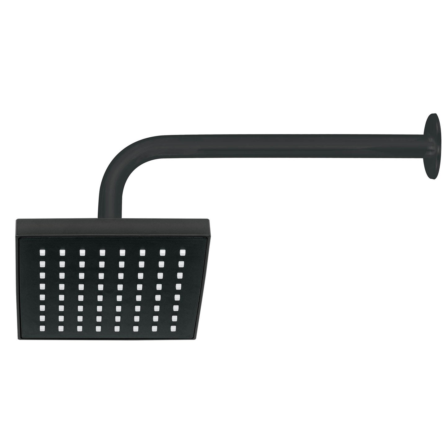 Regadera cuadrada ABS 6" acabado negro mate con brazo, Foset 46746