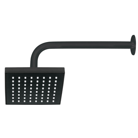 Regadera cuadrada ABS 6" acabado negro mate con brazo, Foset 46746