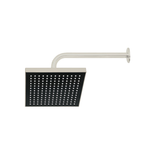 Regadera cuadrada ABS 8" acabado satín con brazo, Foset 46742