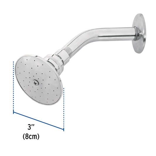 Regadera redonda 3" brazo y chapetón de acero, Foset 45058
