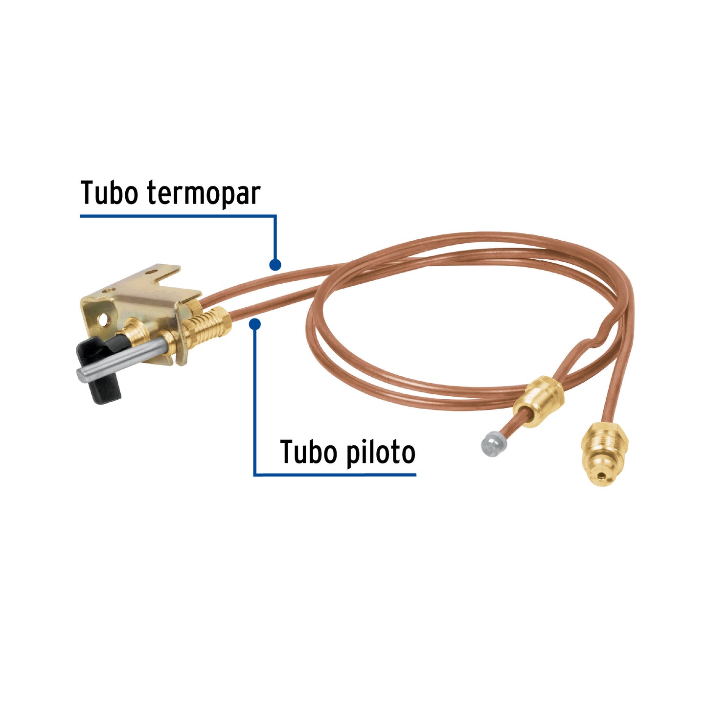 Termopar con piloto, tubo de cobre, 60 cm, Foset 49212