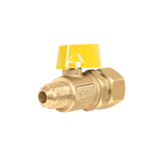 Válvula de control latón para gas 3/8"x1/2" tipo barrilito 49116